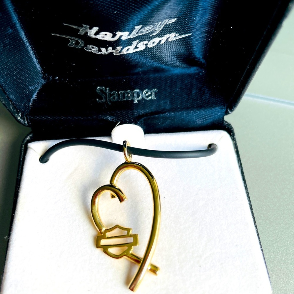 10KT YELLOW GOLD HARLEY DAVIDSON HEART PENDANT ROPE NECKLACE BLACK HILLS…